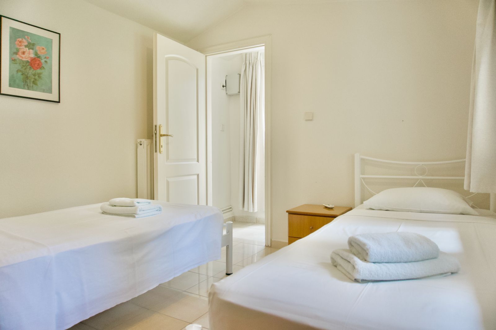 Sani Cape Villas Bedroom with twin beds